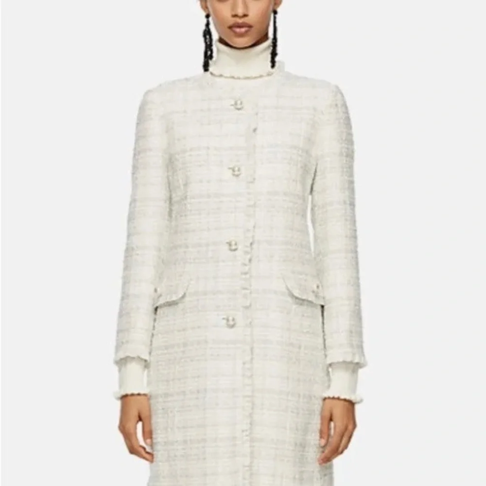 Kate Spade New York Cream Star Bright Sparkle Tweed Coat Size 0–10 | NWOT - Picture 1 of 10